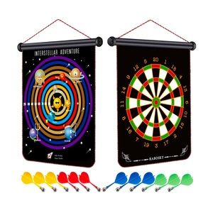 Double Sided Magnetic Dart Board Game with Space Theme